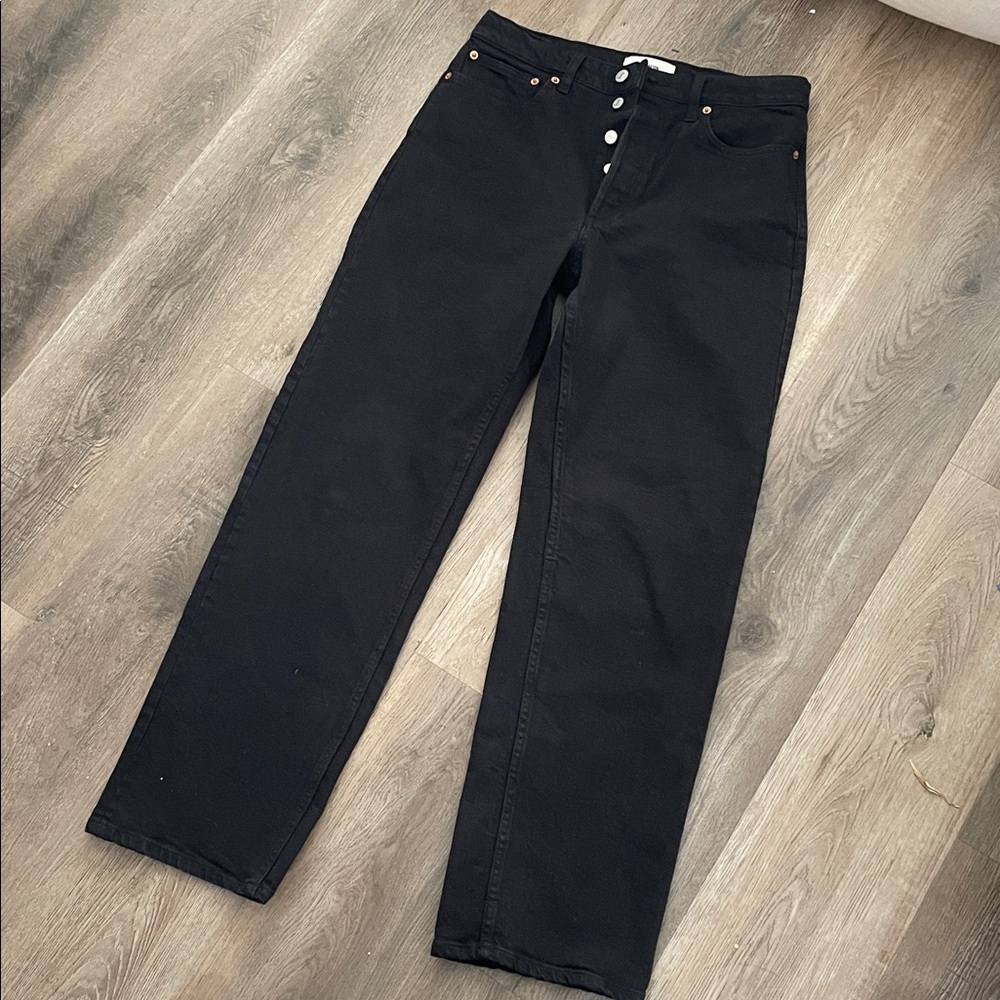 Buck Mason Mens Black Button Fly Jeans Size 29 BW14076.667 Denim Straight Slim